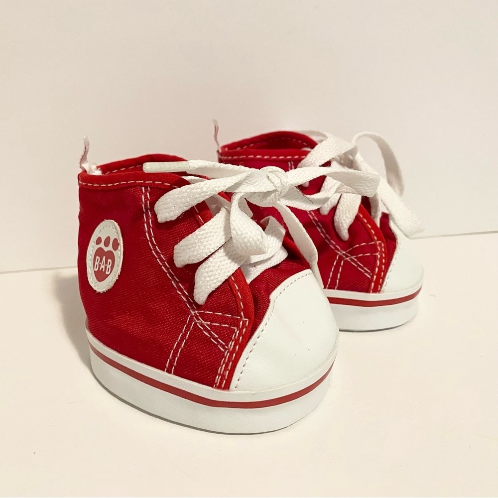 Build a Bear BAB Red Sneakers Shoes Lace up Casual Teddy Bear Accessories Toy